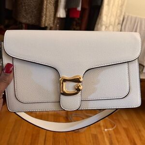 Elegant White Faux Leather Shoulder Bag